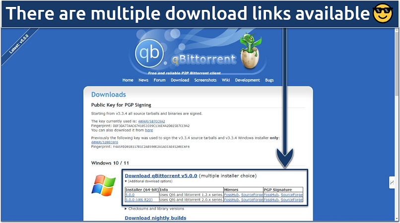 Screenshot showing the qBittorrent downloads page