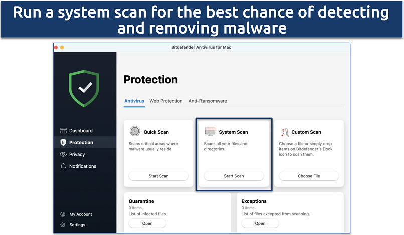 Screenshot of Bitdefender antivirus for Mac