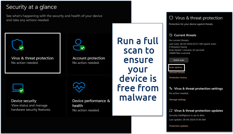 Screenshot of Microsoft Windows Security app