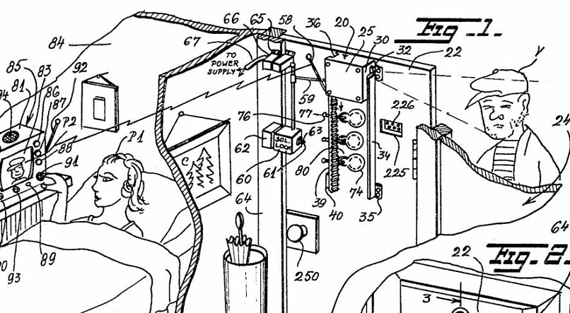 Marie van Brittan Brown's patent drawing for her home security system