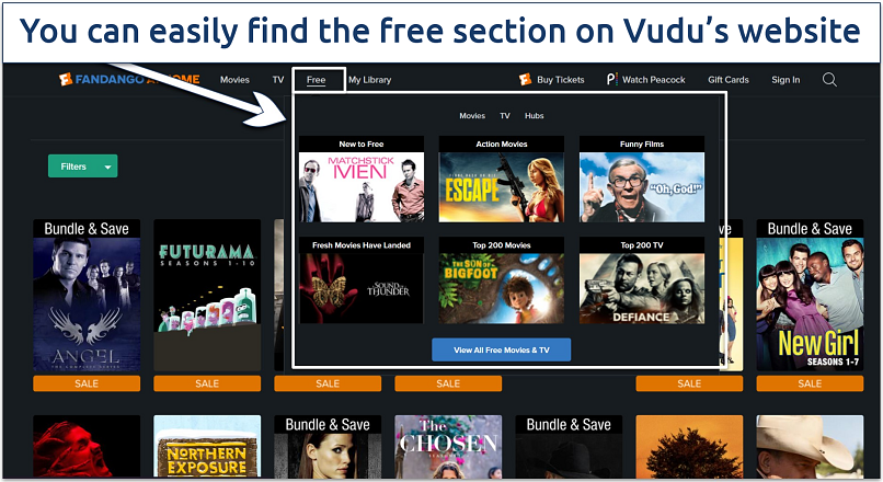 Image showing the landing page of the Vudu Website