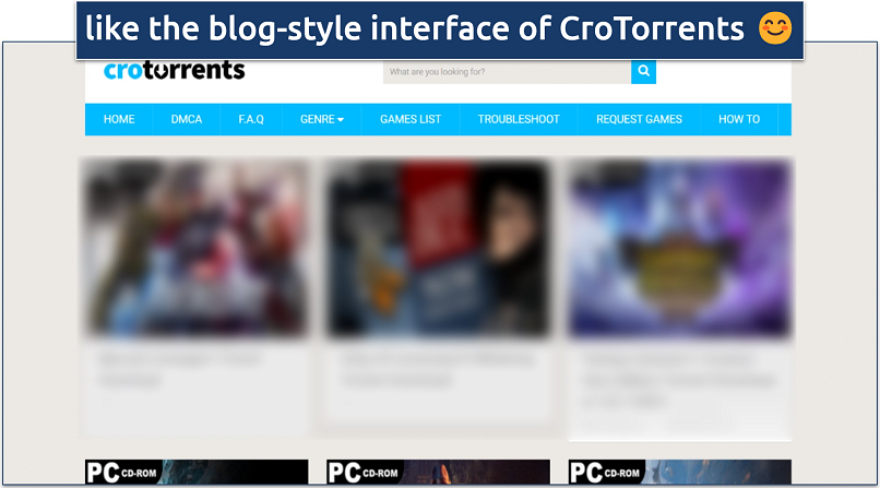 Screenshot of CroTorrent's homepage