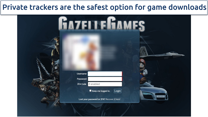 Screenshot of GazelleGames homepage