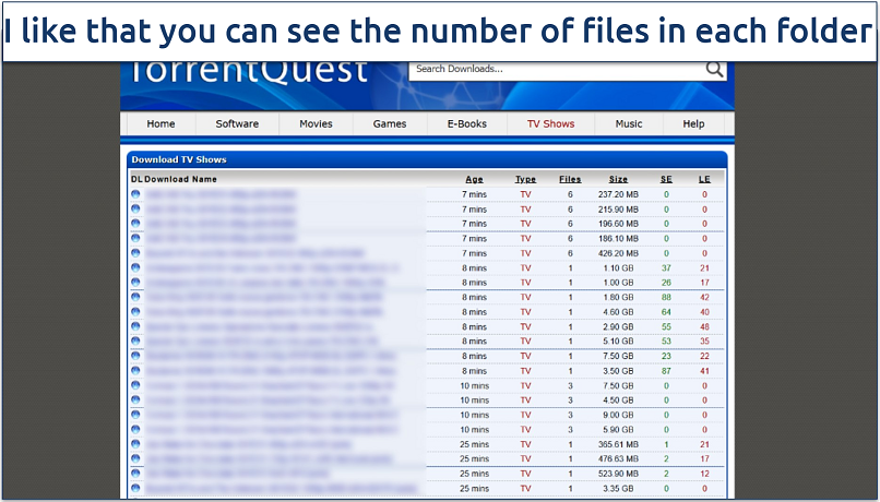 Screenshot of TorrentQuest's homepage