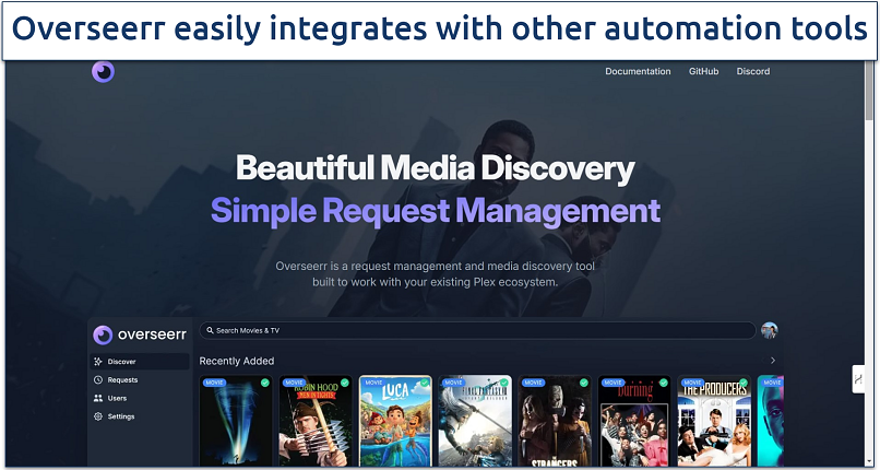 Screenshot of Overseerr's website