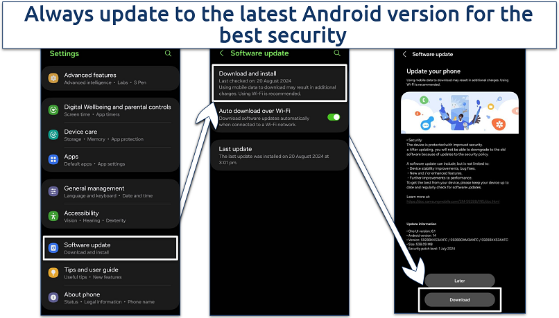 Screenshot of Android Update