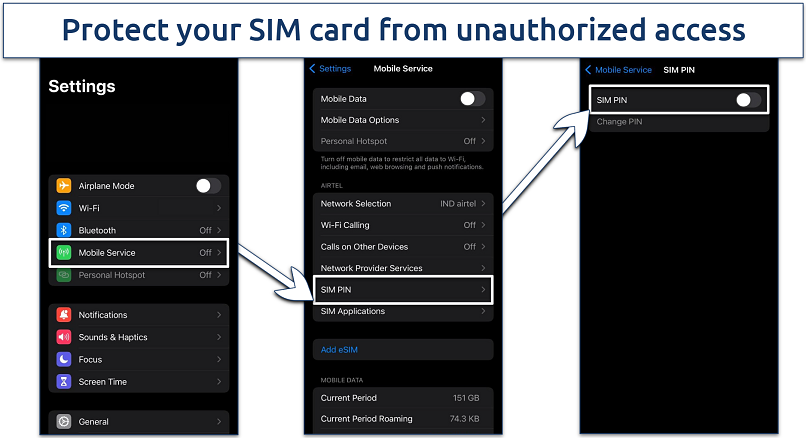 Screenshot of SIM card lock on iPhone