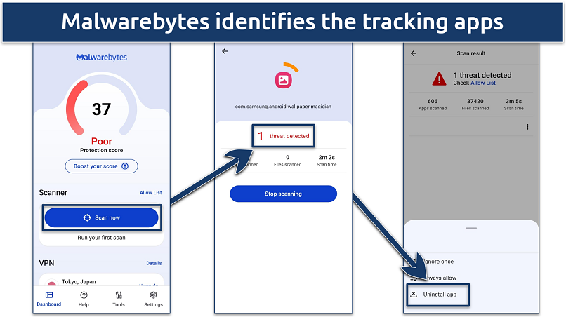 Screenshot of Malwarebytes scanning