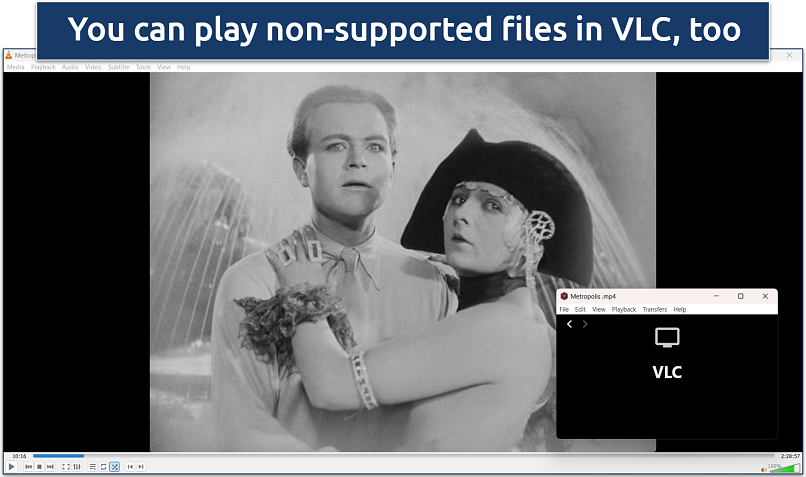 Screenshot of streaming Metropolis in VLC through WebTorrent