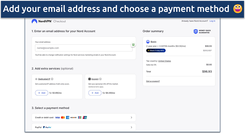 Image showing how to pay for a NordVPN subscription