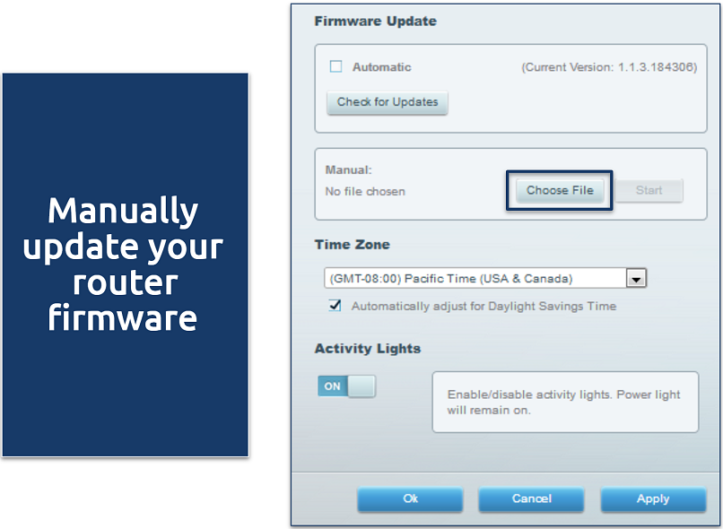 Screenshots of the ExpressVPN router firmware update window