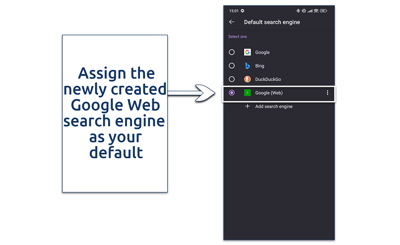 Screenshot showing how to adjust your Google Web search engine