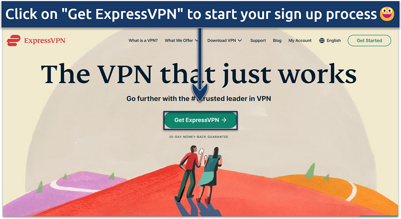 Screenshot showing the ExpressVPN website landing page