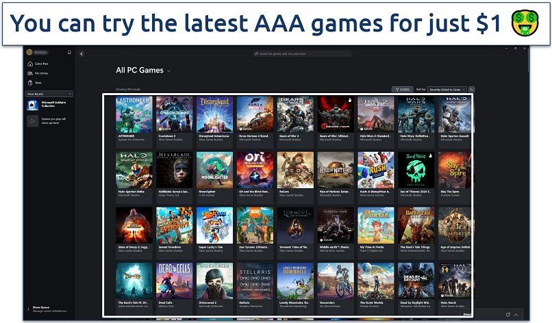 A screenshot showing the PC Game Pass store page