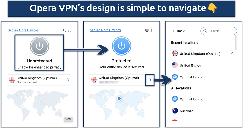 Opera VPN Pro's browser extension