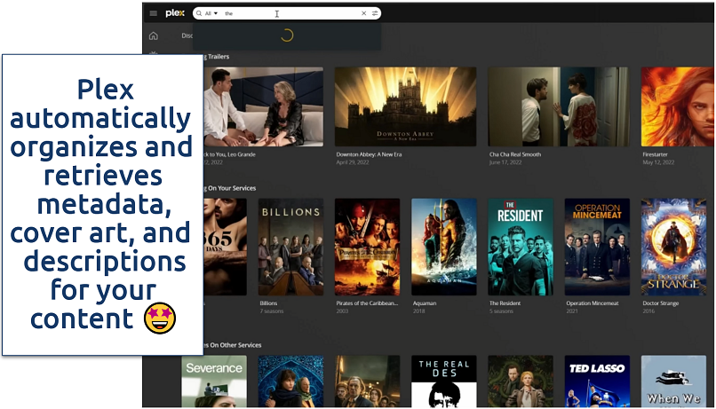 Screenshot showing home library on the Plex app