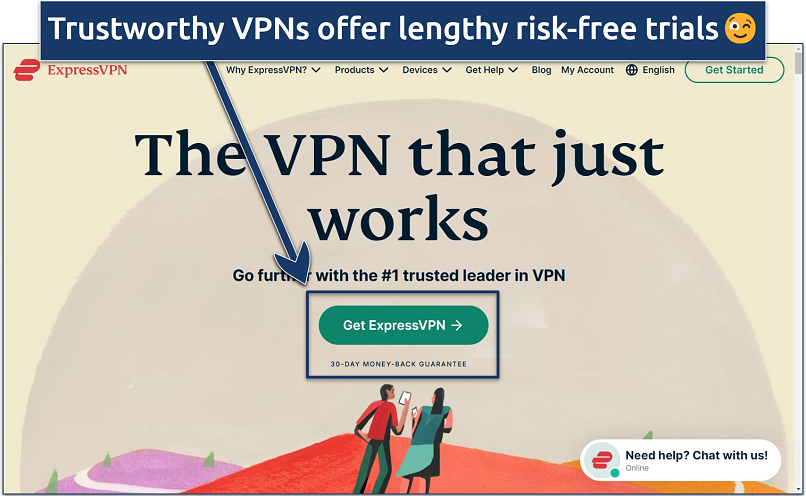 Screenshot of the ExpressVPN website home page