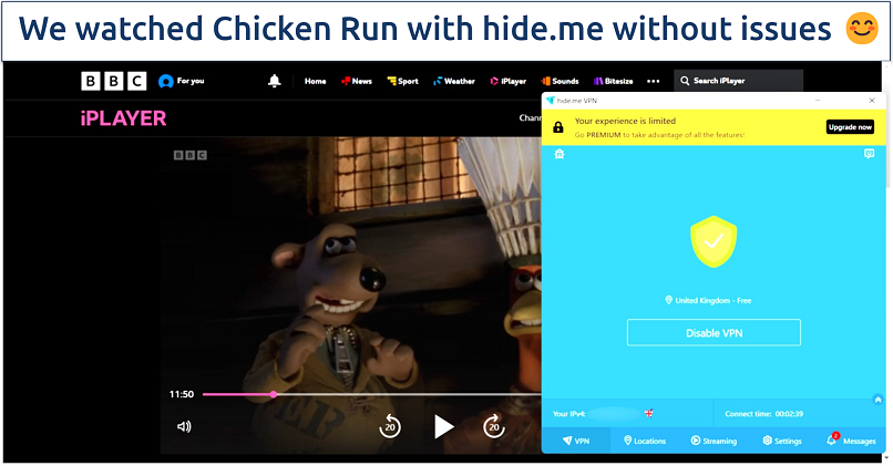 Screenshot of BBC iPlayer streaming 