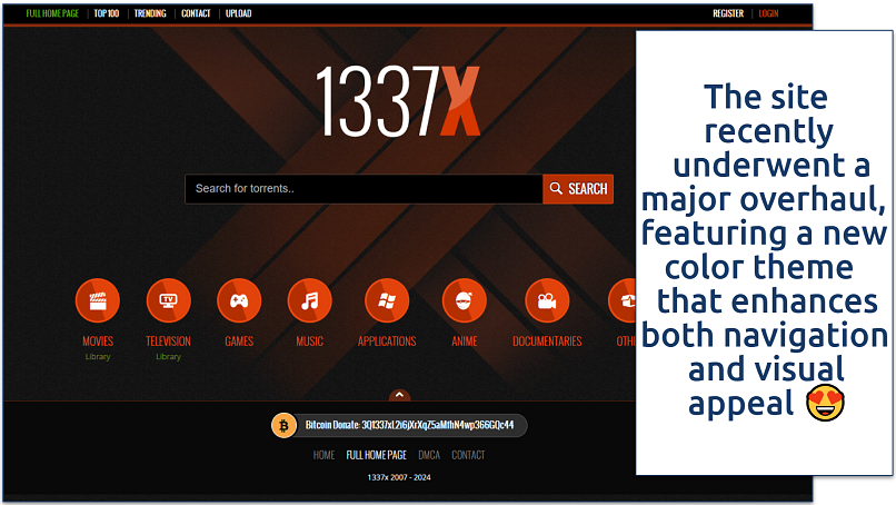 Screenshot of 1337X