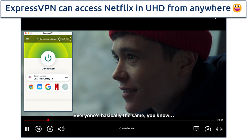 Screenshot of Close to You on Netflix US with ExpressVPN connected