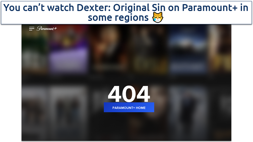 Screenshot showing the 404 error message on Paramount+