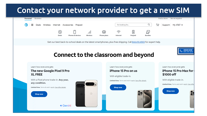 Screenshot of AT&T homepage