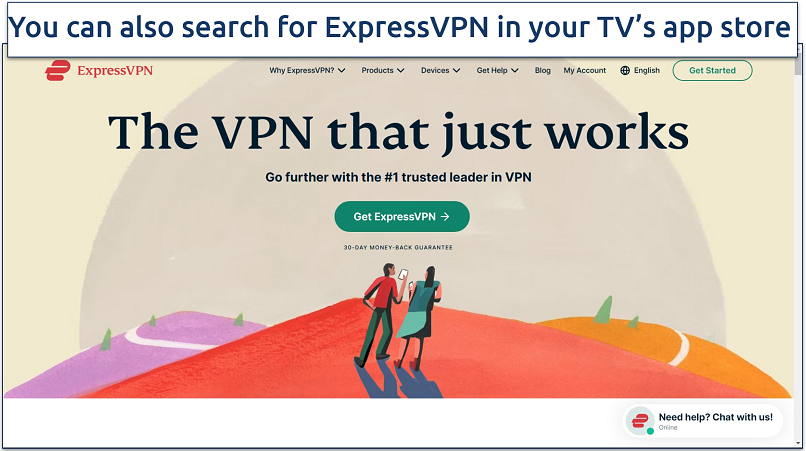 Screenshot of ExpressVPN's website homepage 