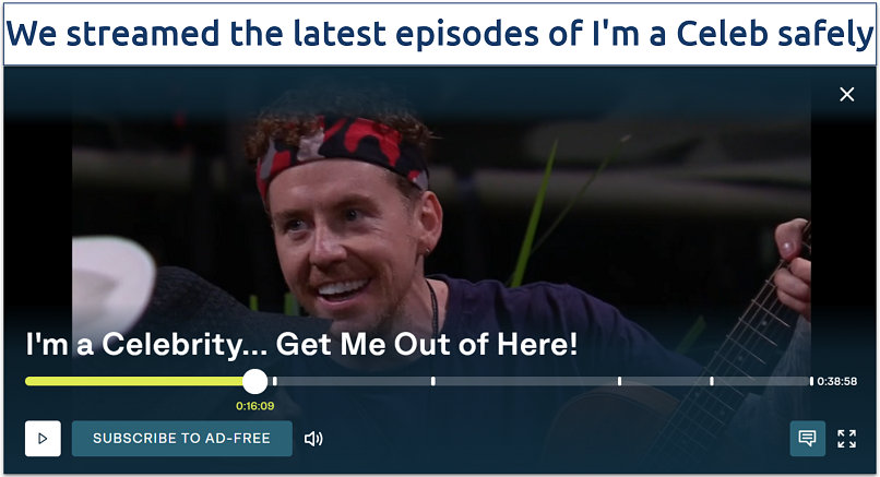 A screenshot showing I'm a Celebrity streaming on ITVX