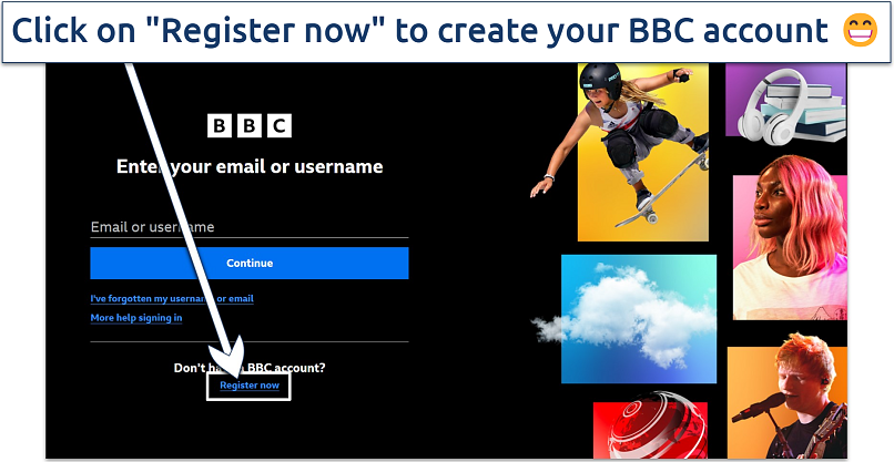 Image showing the signup page of BBC iPlayer