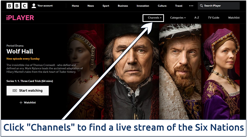 Image showing the BBC iPlayer page after signing into your account.