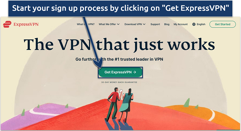 Screenshot showing the ExpressVPN website landing page