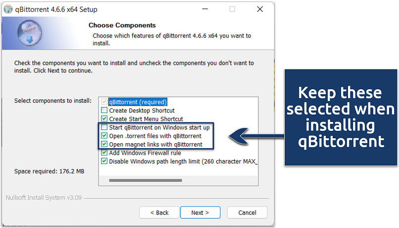 Screenshot showing qBittorrent installation process