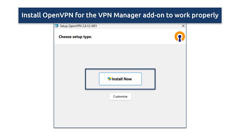 Screenshot of OpenVPN installation window