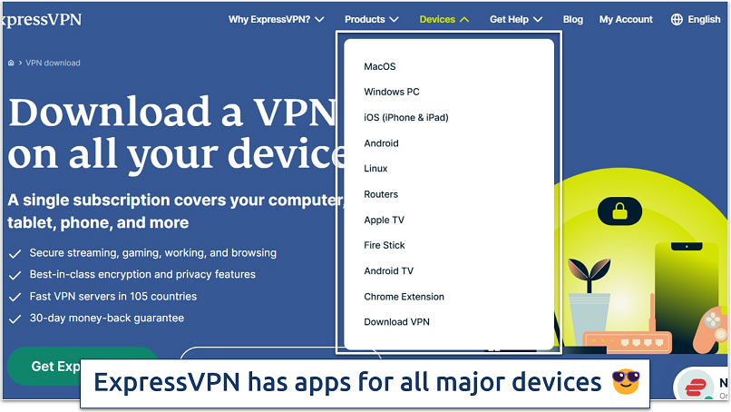 Screenshot of ExpressVPN's website homepage