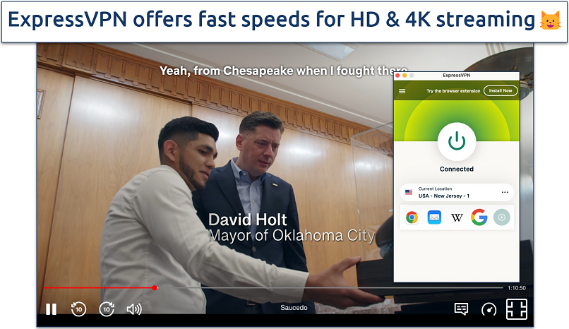 Screenshot of Netflix streaming with ExpressVPN connected