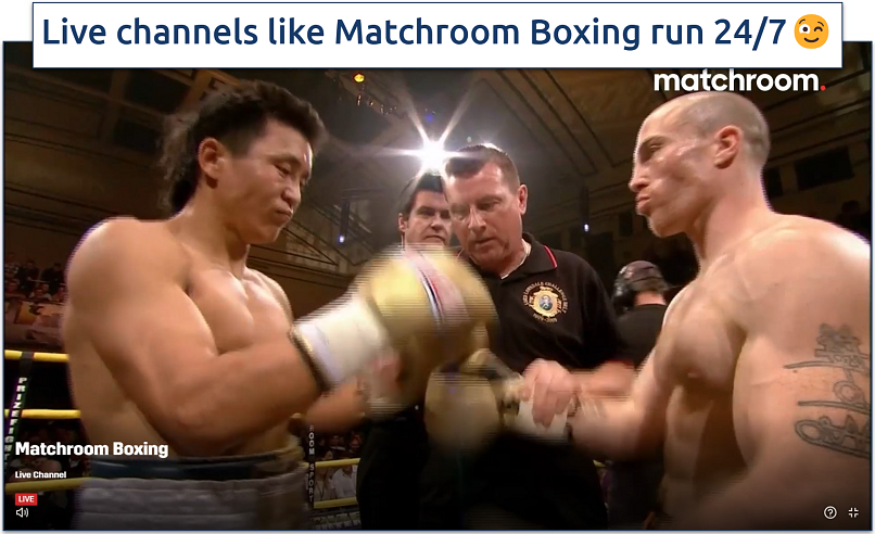 Screenshot of streaming Matchroom Boxing live on DAZN