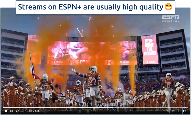 Screenshot of streaming Inside the College Football Playoffs on ESPN+ 