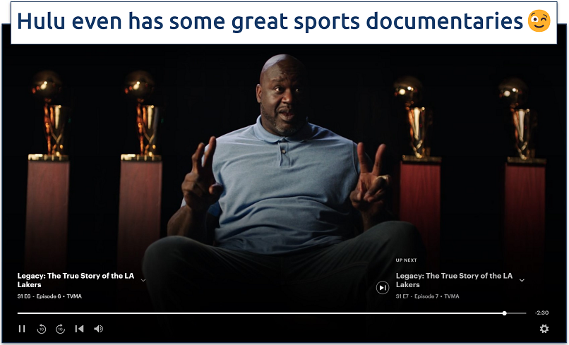 Screenshot of streaming Legacy: The True Story of the LA Lakers on Hulu