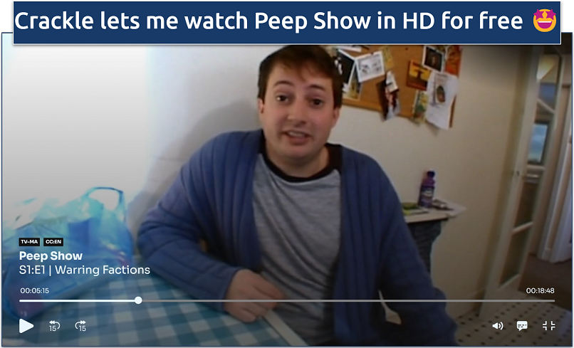 Screenshot of streaming Peep Show on Crackle