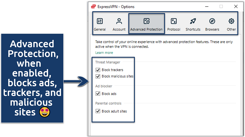 A screenshot of ExpressVPN Windows app settings