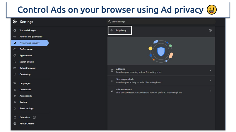 Screenshot of Ad privacy