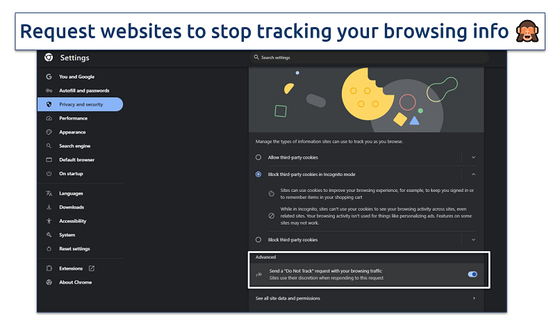 Screenshot of Do Not Track option