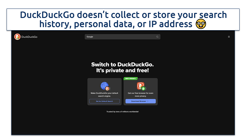 Screenshot of DuckDuckGo Search Engine