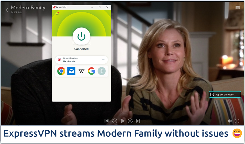 Screenshot of ExpressVPN streaming Modern Family