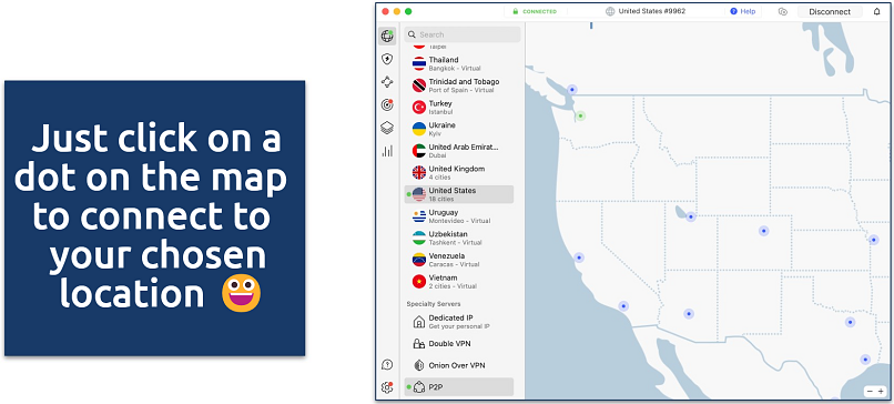 Screenshot showing NordVPN's user interface