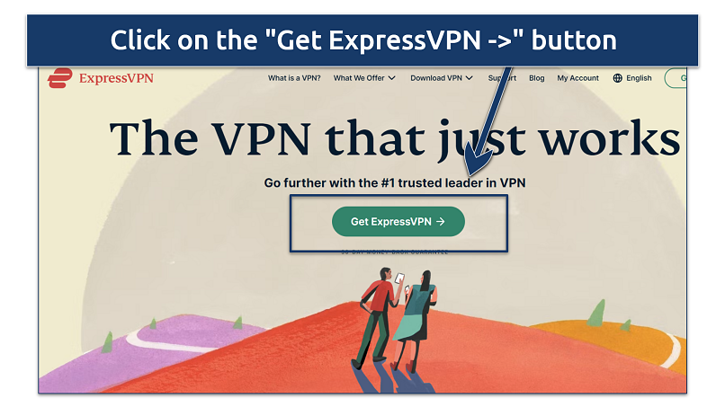 A screenshot showing the ExpressVPN home page