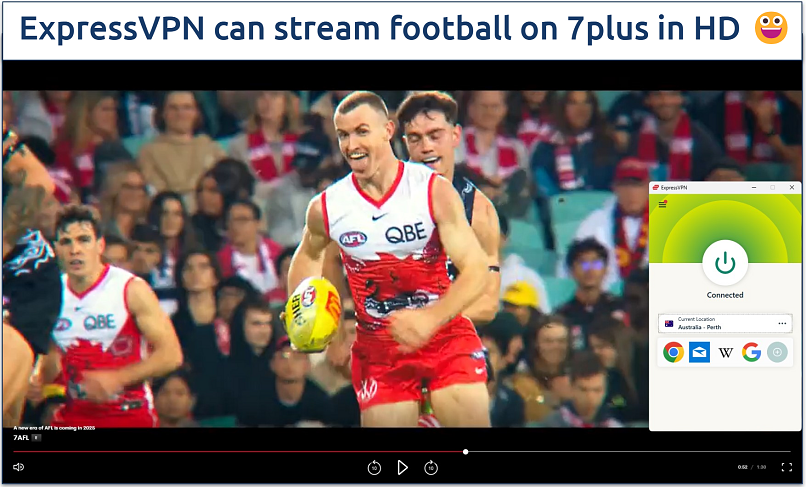 Screenshot showing the 2025 AFL season teaser playing on 7Plus