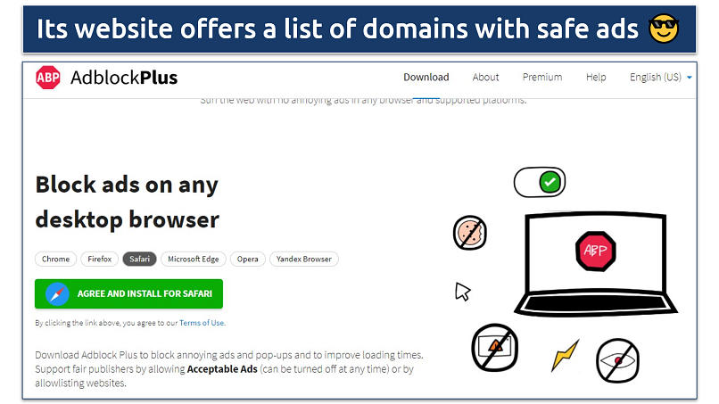 Screenshot of the Adblock Plus Safari download page