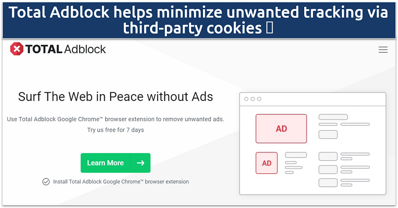 A screenshot of the Total Adblock homepage