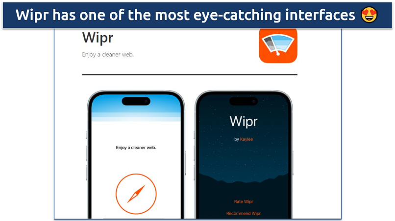 Screenshot of the Wipr ad blocker webpage